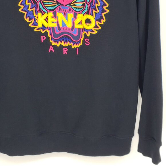 Kenzo Embroidered Tiger Pullover Sweatshirt L Womens Crew Neck Cotton Black - Picture 6 of 9